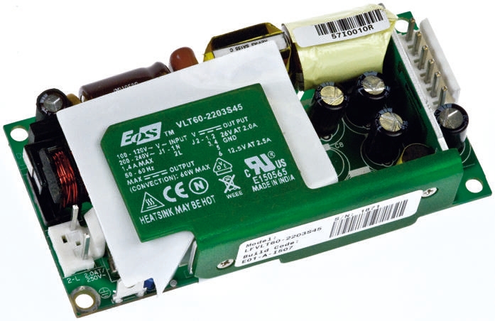 EOS Switching Power Supply, LFVLT60-1002 15V, 4A, 60 W, Input 90V ac to  264V ac