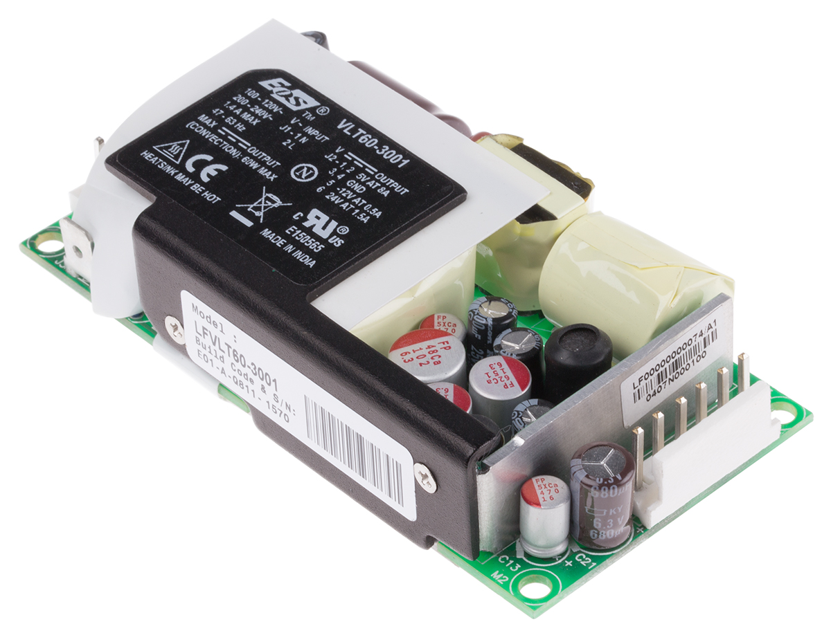 EOS Switching Power Supply, LFVLT60-3001 3 Output 12.5V, 60 W, Input 90V ac to  264V ac
