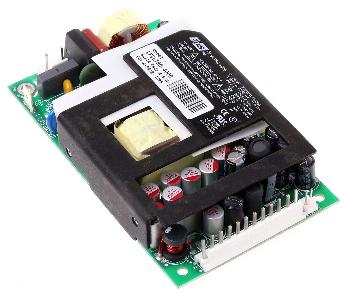 EOS Switching Power Supply, LFVLT80-4000 4 Output 12V dc, 10A, 80 W, Input 90V ac to  264V ac