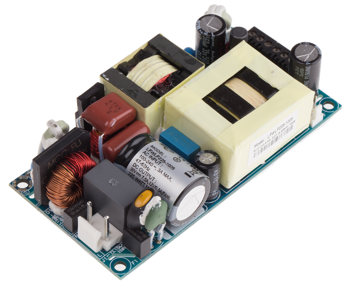 EOS Switching Power Supply, LFWLP225-1005 30V dc, 7.5A, 225 W, Input 85V to  390V dc