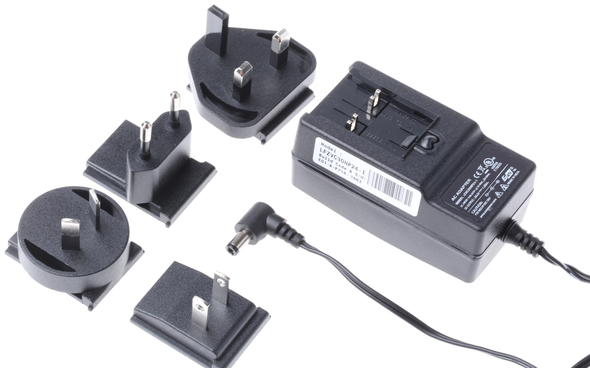 EOS 30 W AC/DC Adapter AC/DC Adapter US/Japan, UK, EU, AUS 24V dc Output, 1.25 A