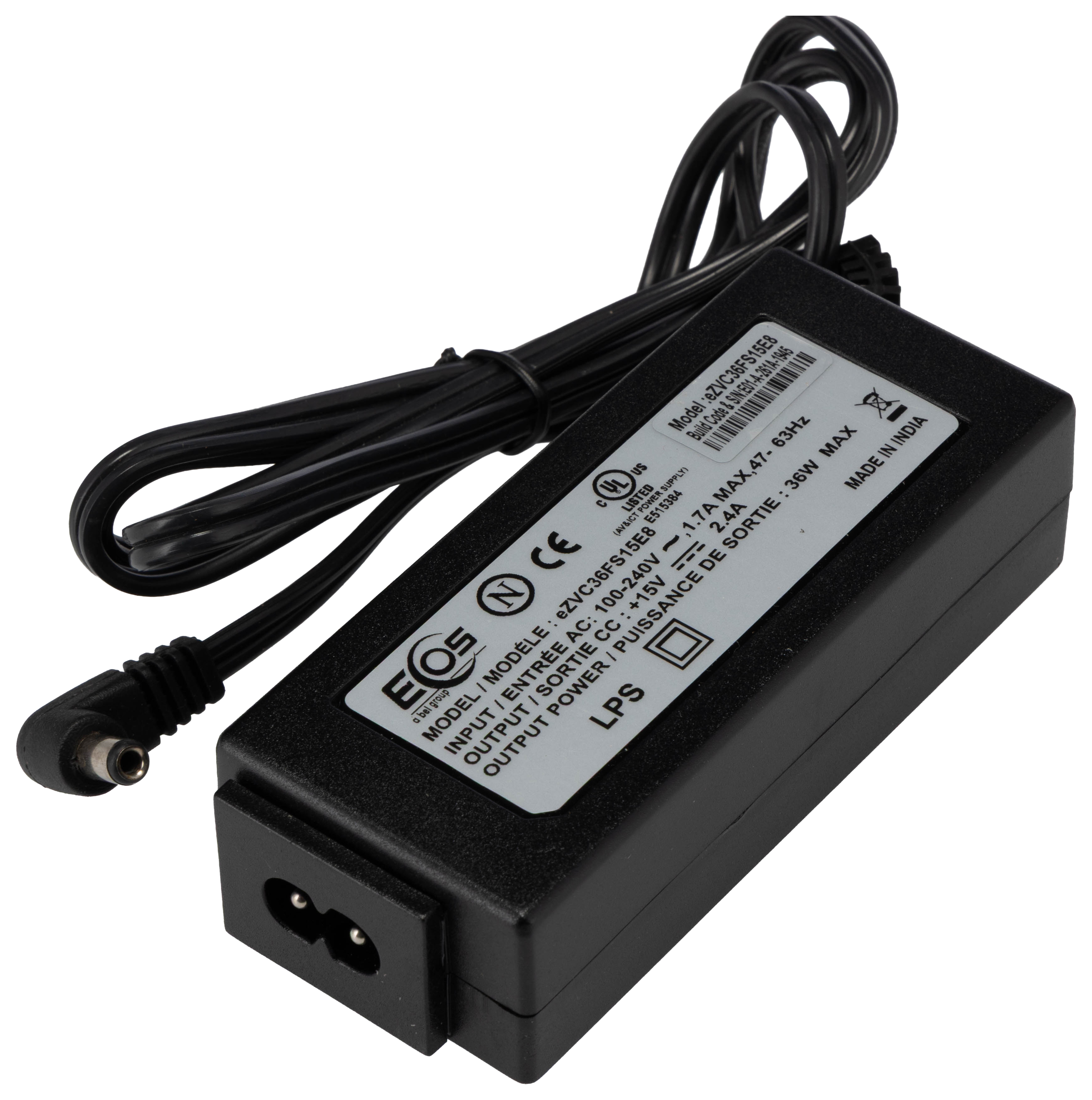 EOS 36 W AC-DC Converter Power Supplies AC/DC Adapter 15V dc Output, 2.4 A