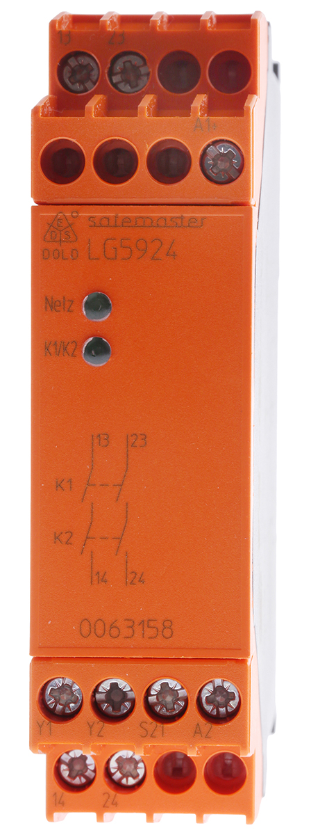 Dold LG5924, 24V ac/dc Safety Relay, 2 Safety Contacts, 1