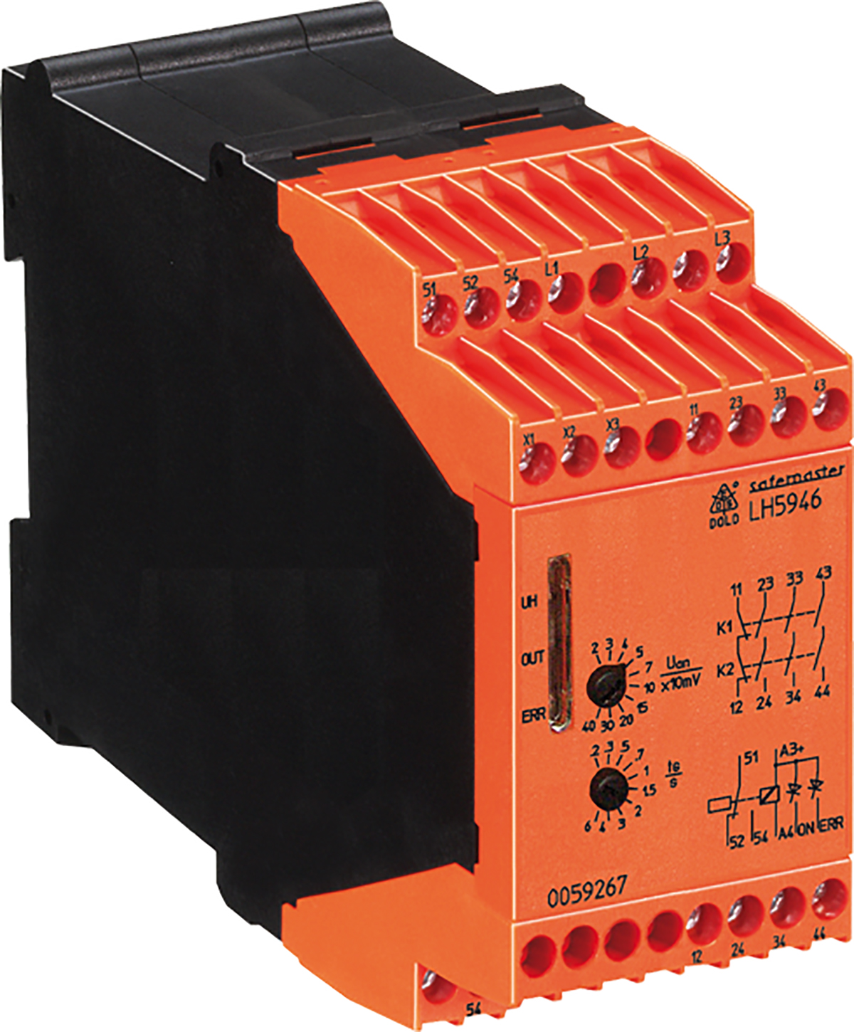 Dold Monitoring Relay, 1, 3 Phase, 3PDT, DIN Rail