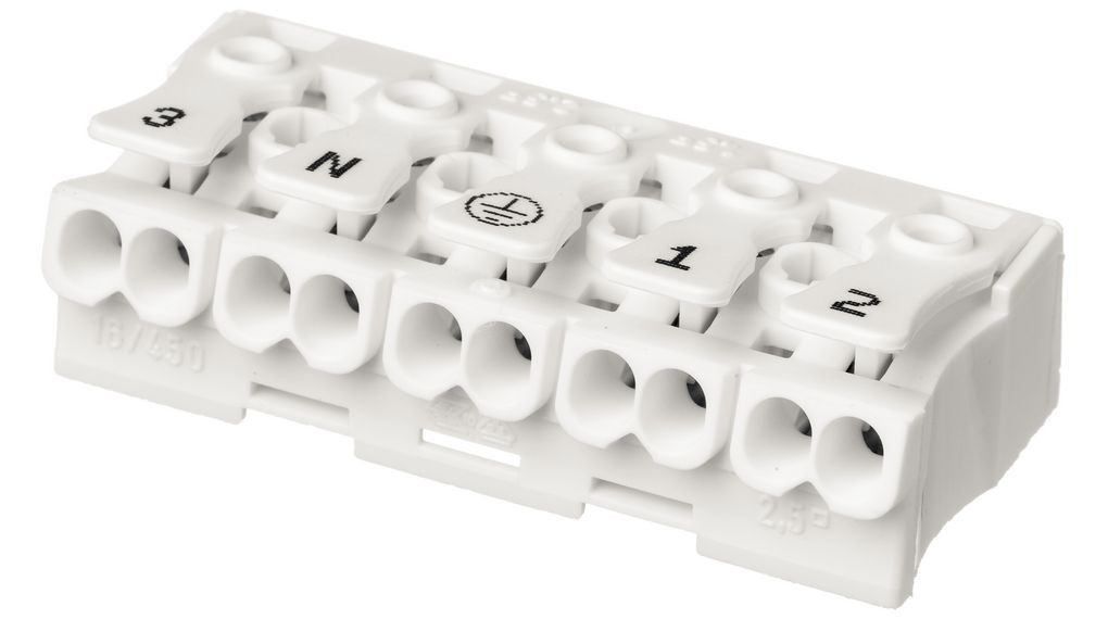 Adels Contact LK 980 Series Terminal Block, 5-Way, 0.5mm², 2.5 mm² Wire, 24A Screw