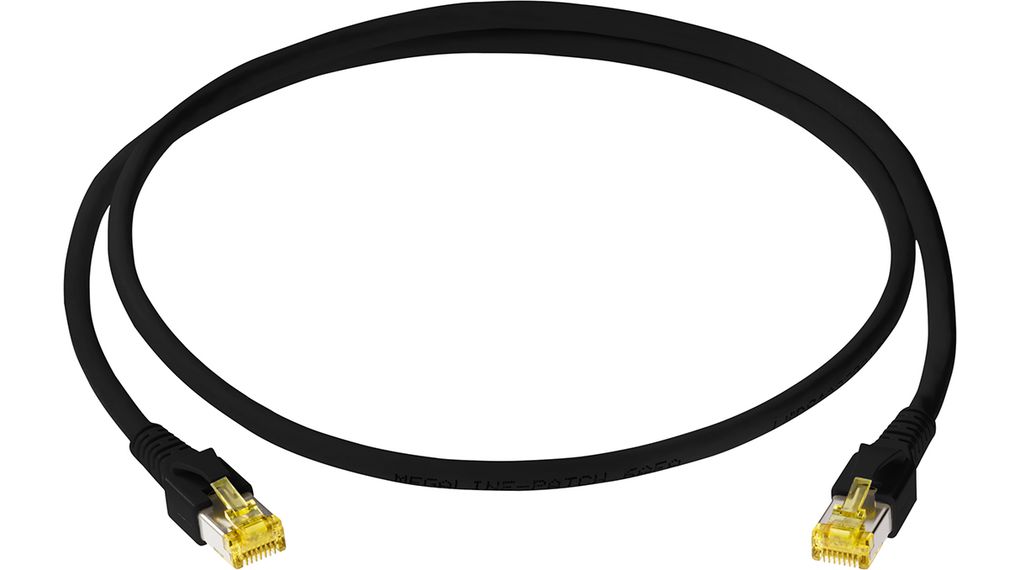 Leoni Kerpen MegaLine, 2 m Cat6a Cat6A Ethernet Cable Assembly, Black Straight to Male Straight Male, S/FTP Low Smoke