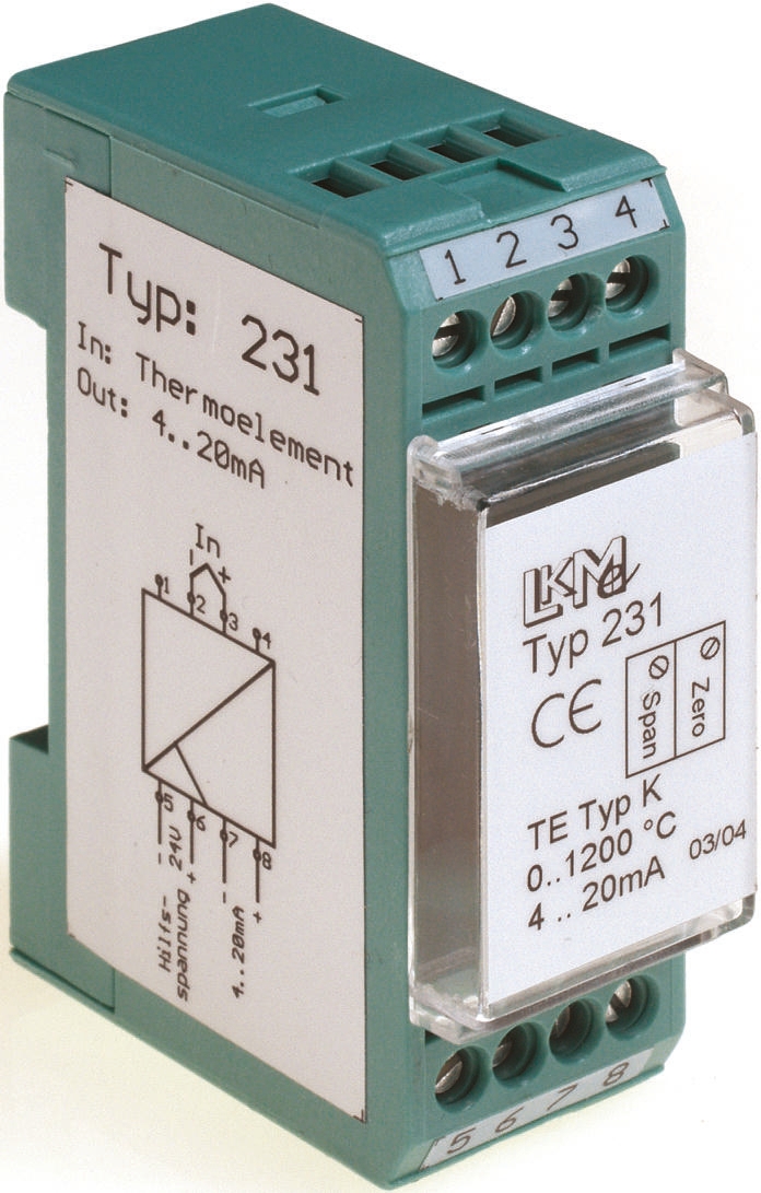 LKMelectronic Type 232 Temperature Transmitter K Type Thermocouple Input 24V, 85 °C, -40 °C