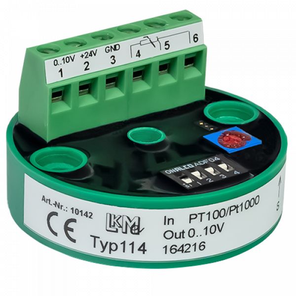 LKMelectronic LKM Temperature Transmitter PT100 to PT1000 Input 26V ac, 85 °C, -40 °C
