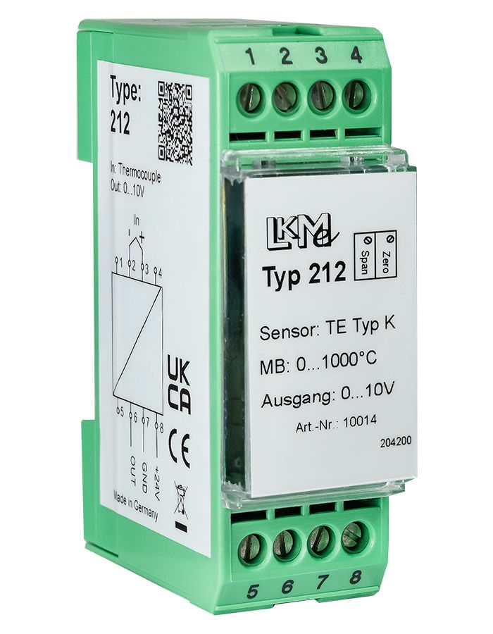 LKMelectronic LKM Temperature Transmitter K Type Thermocouple Input 26V ac, 85 °C, -25 °C