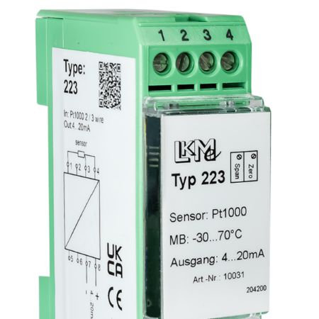 LKMelectronic LKM Temperature Transmitter PT1000 Input 35V dc, 85 °C, -25 °C