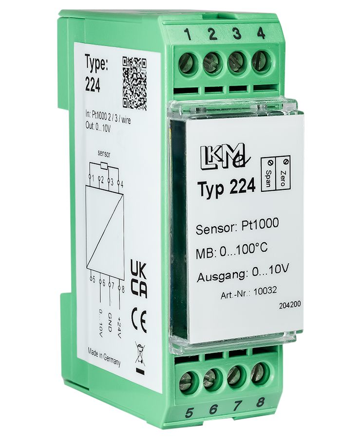 LKMelectronic LKM Temperature Transmitter PT1000 Input 26V ac, 85 °C, -25 °C