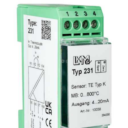 LKMelectronic LKM Temperature Transmitter K Type Thermocouple Input 35V dc, 85 °C, -25 °C