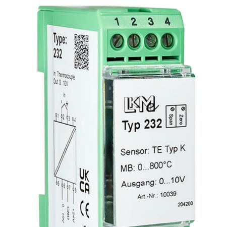 LKMelectronic LKM Temperature Transmitter K Type Thermocouple Input 24V dc, 85 °C, -25 °C