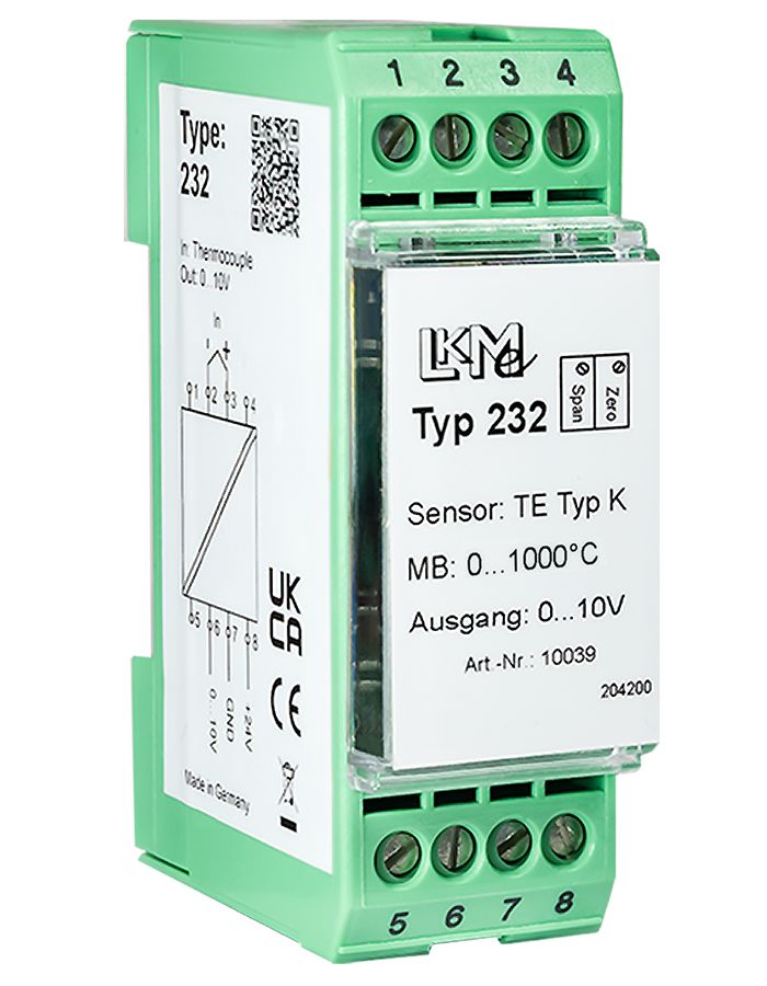 LKMelectronic LKM Temperature Transmitter K Type Thermocouple Input 24V dc, 85 °C, -25 °C