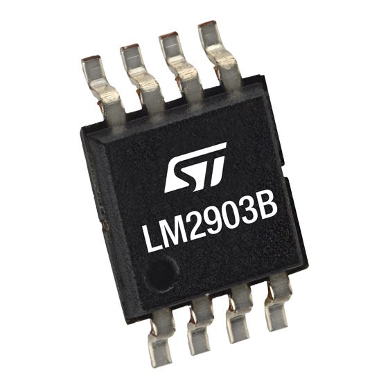 STMicroelectronics 2-Channel Comparator CMOS, DTL, ECL, MOS, TTL O/P, 1 μs 40 V 20 V 8-Pin SO-8