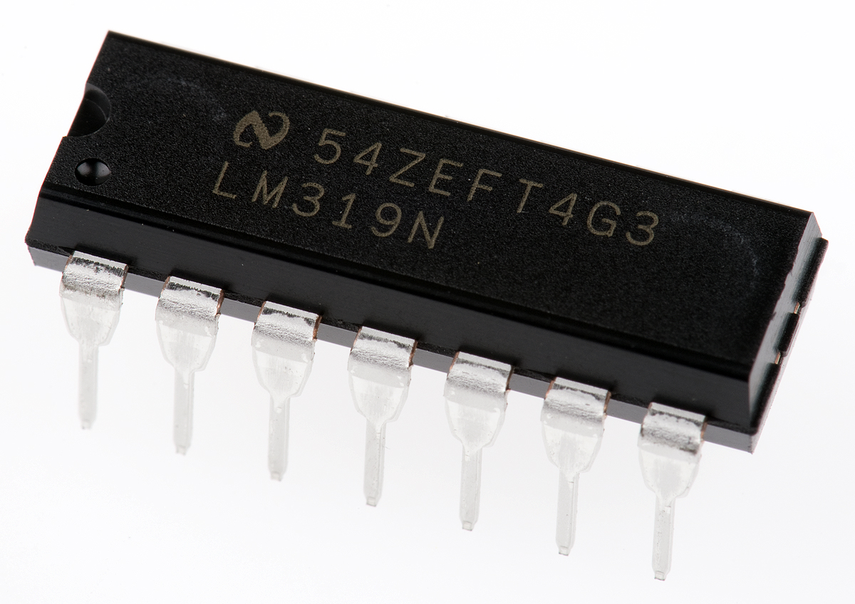 LM319N/NOPB Texas Instruments 2-Channel Comparator Open Collector O/P, 0.08 μs 36 V 9 V 14-Pin MDIP