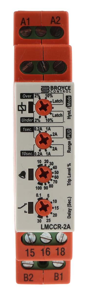 Broyce Control Monitoring Relay, 3 Phase, SPDT, DIN Rail, 0.02A, 25 V ac, 230V ac, 24 V ac
