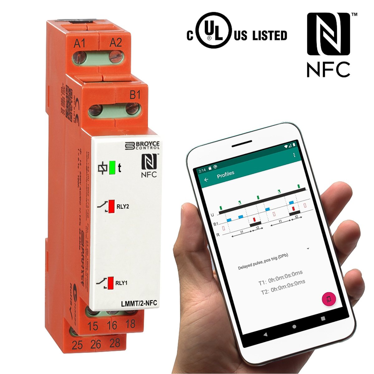 Broyce Control LMMT Series DIN Rail Timer Relay, 2-Contact, 12 to 230 V dc 230V ac, 0.1 s to 999 h,