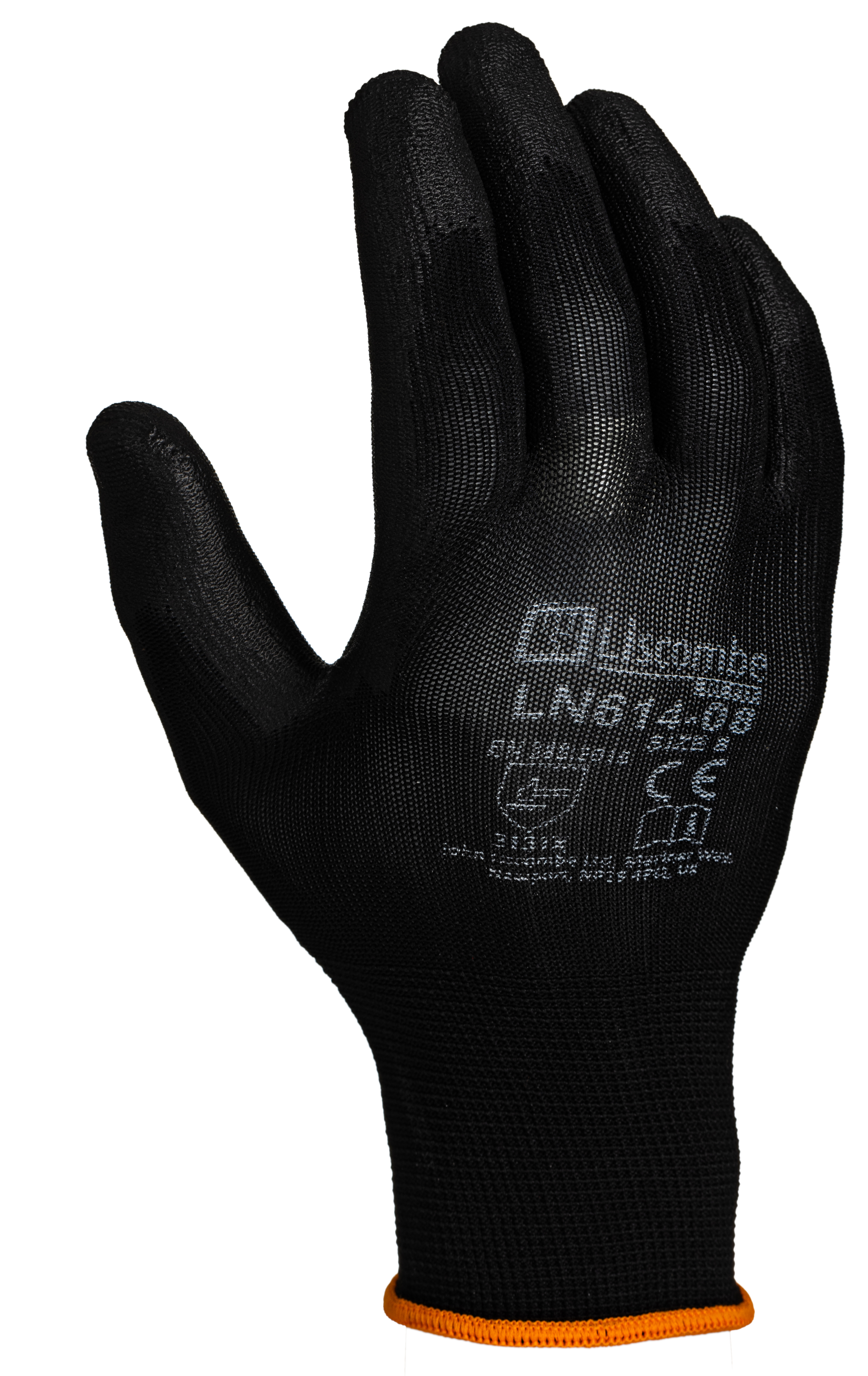 Liscombe Black Polyamide Work Gloves, Size 8, Polyurethane Coating