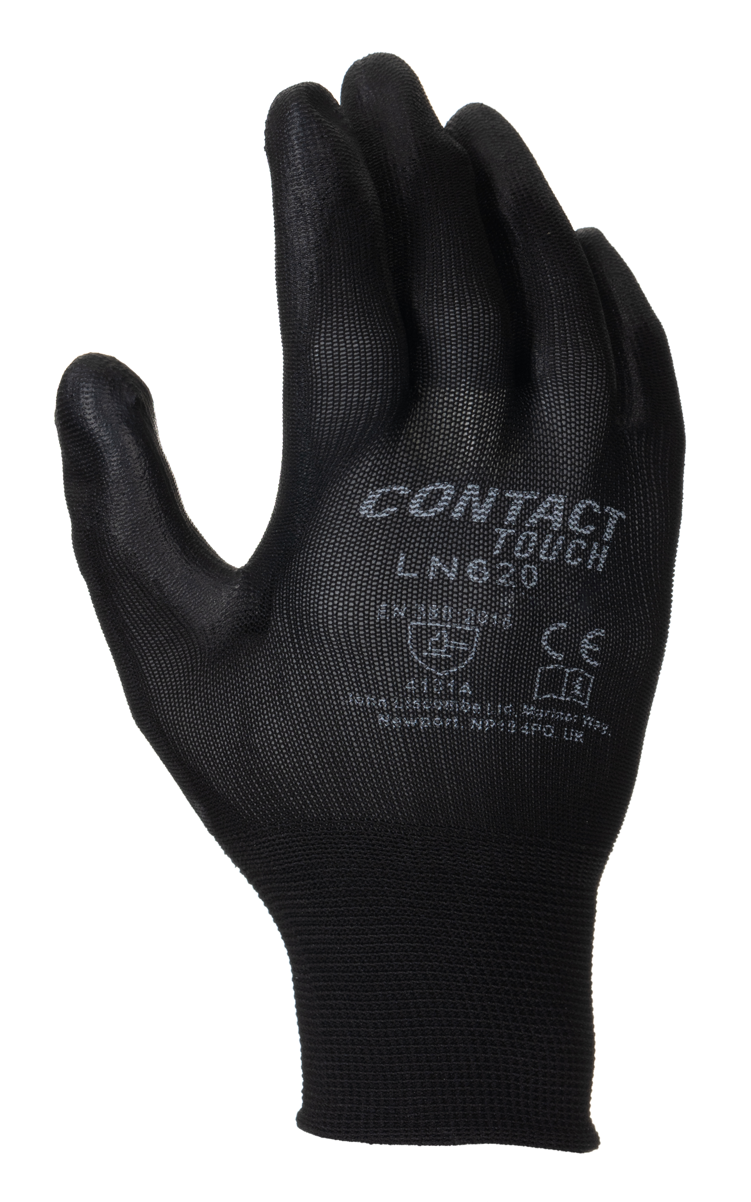 Liscombe Black Nylon Work Gloves, Size 8, Polyurethane Coating