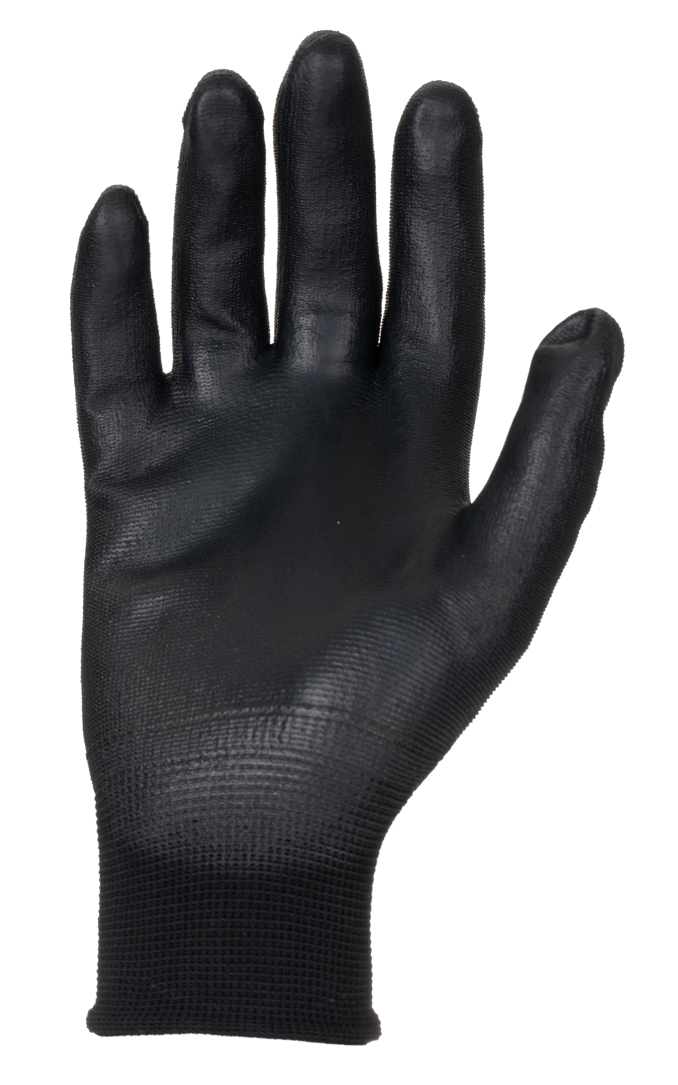 ln620-09 Liscombe Black Nylon Work Gloves, Size 9, Polyurethane Coating
