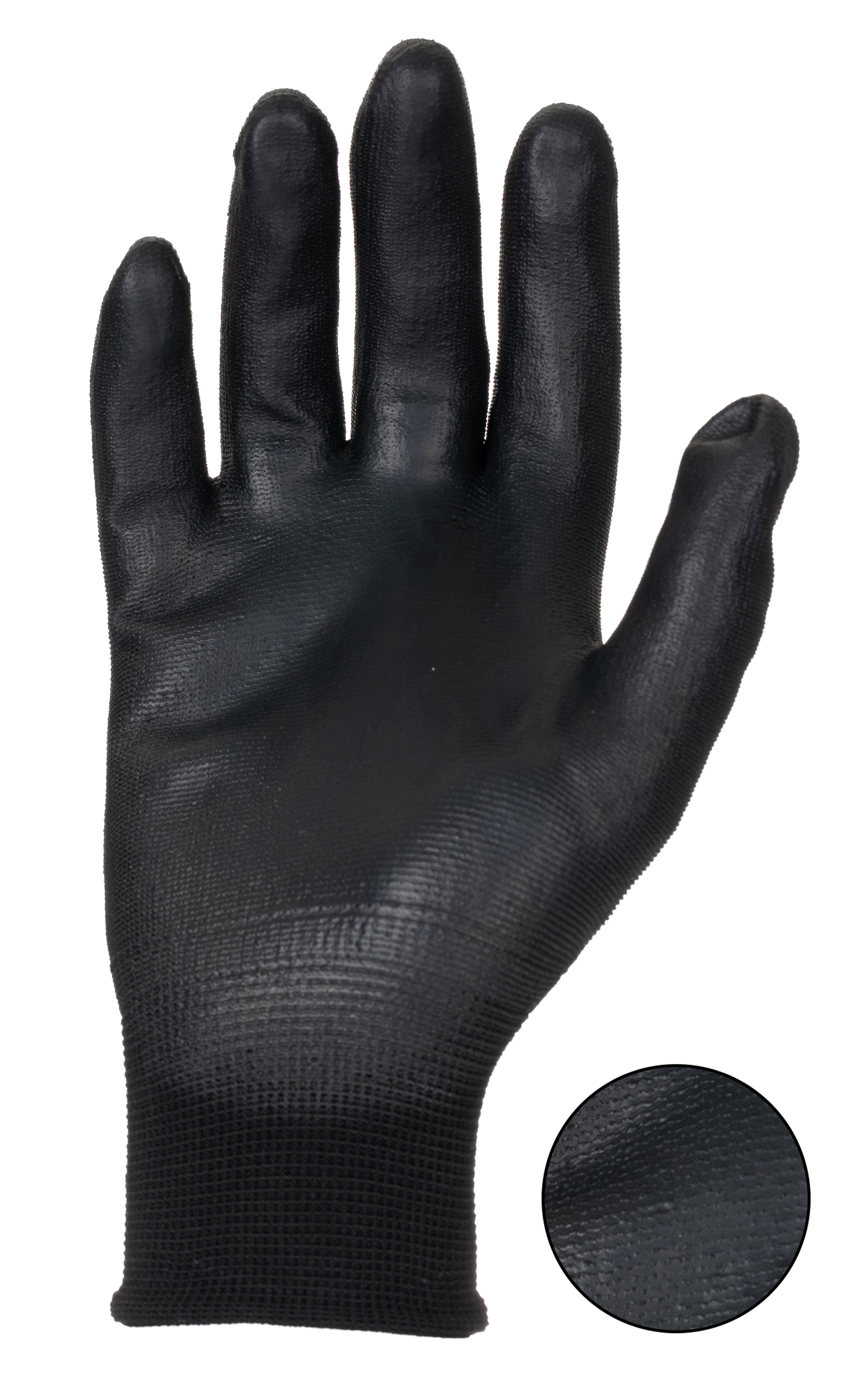 ln620-10 Liscombe Black Nylon Work Gloves, Size 10, Polyurethane Coating