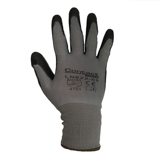 Liscombe LN622 Black, Grey Polyamide Work Gloves, Size 7, Polyurethane Coating