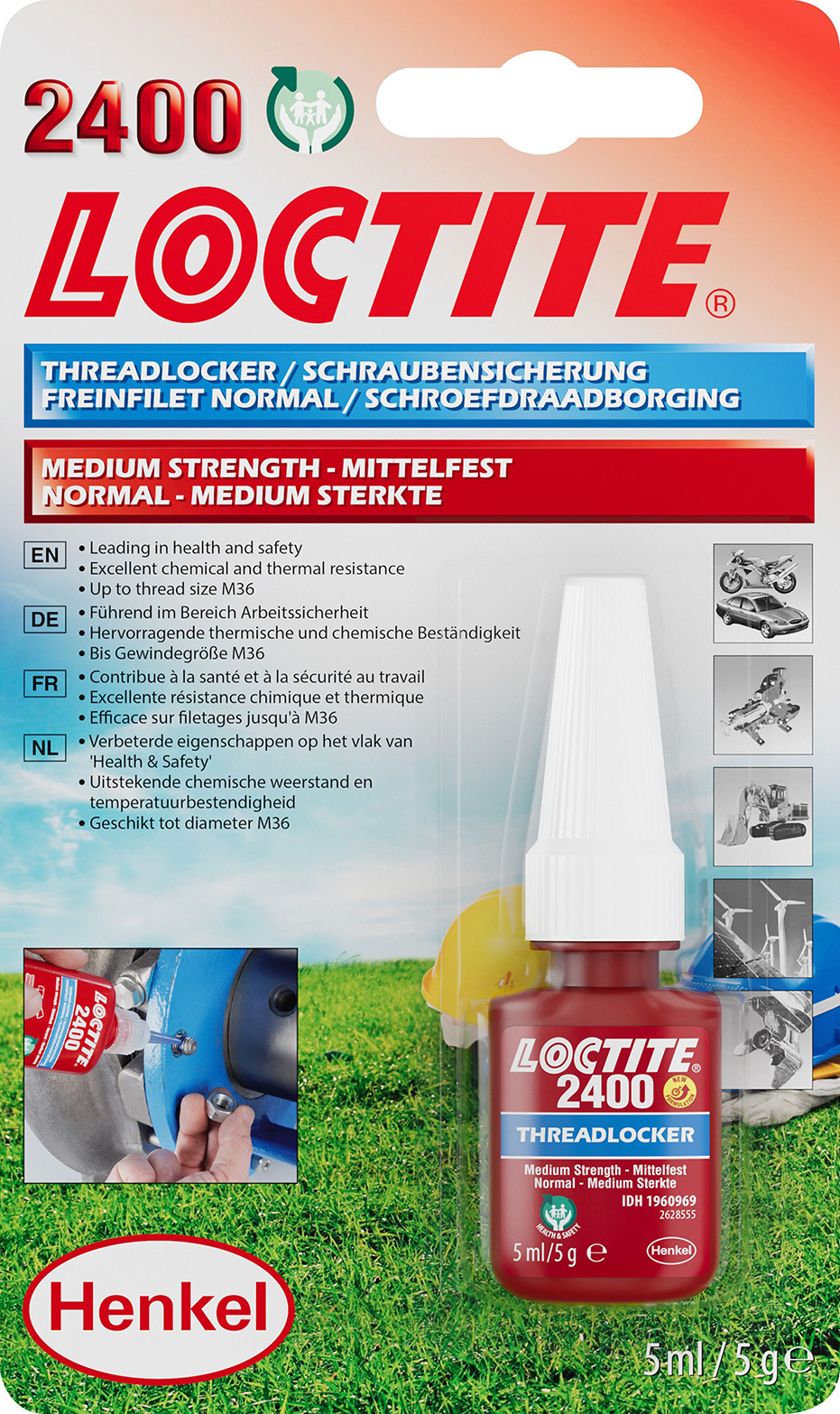 Loctite Loctite 2400 Blue Thread Lock, 5 ml, 24 h Cure Time