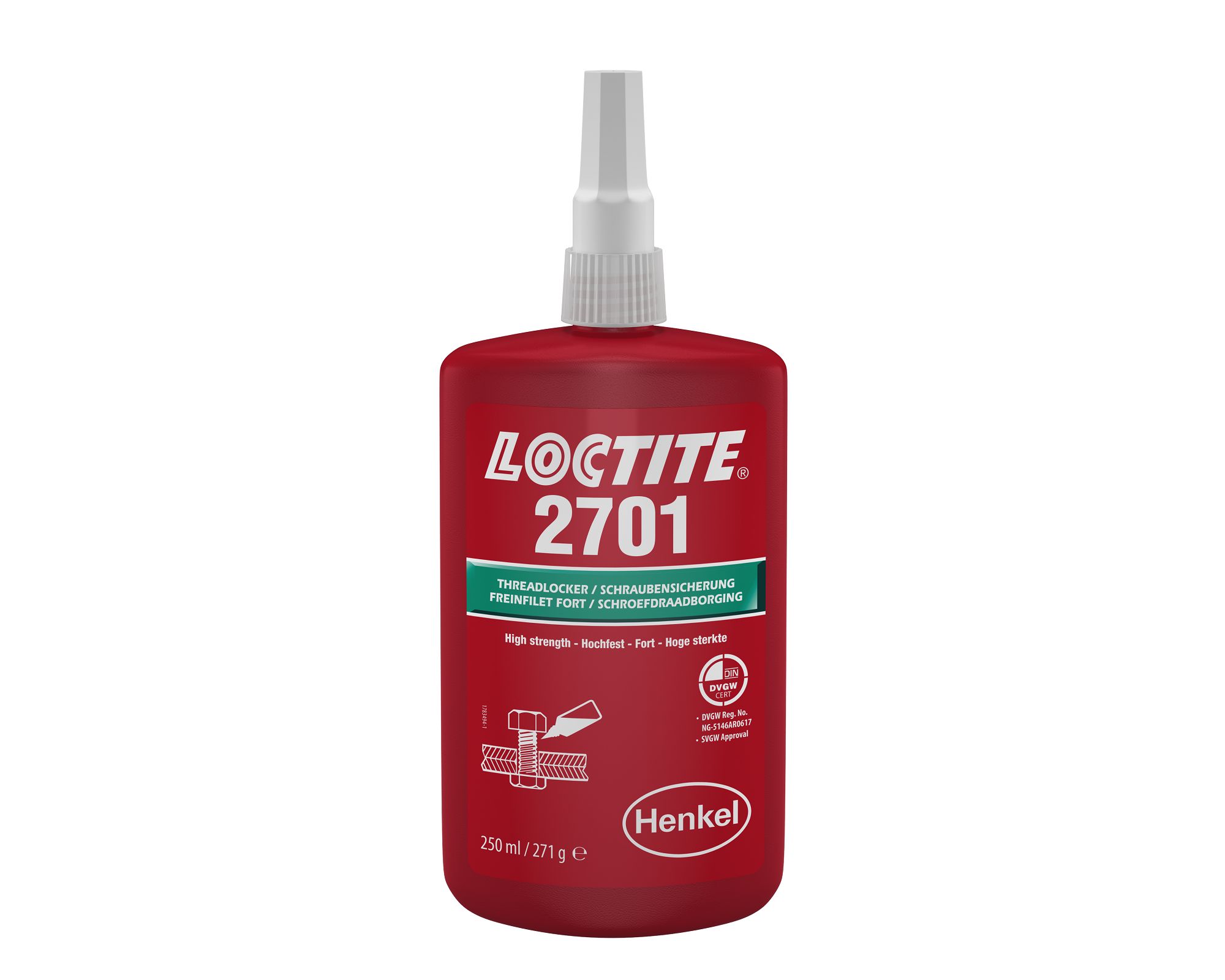 Loctite Loctite 2701 Green Thread Lock, 250 ml, 4 to 25 min Cure Time