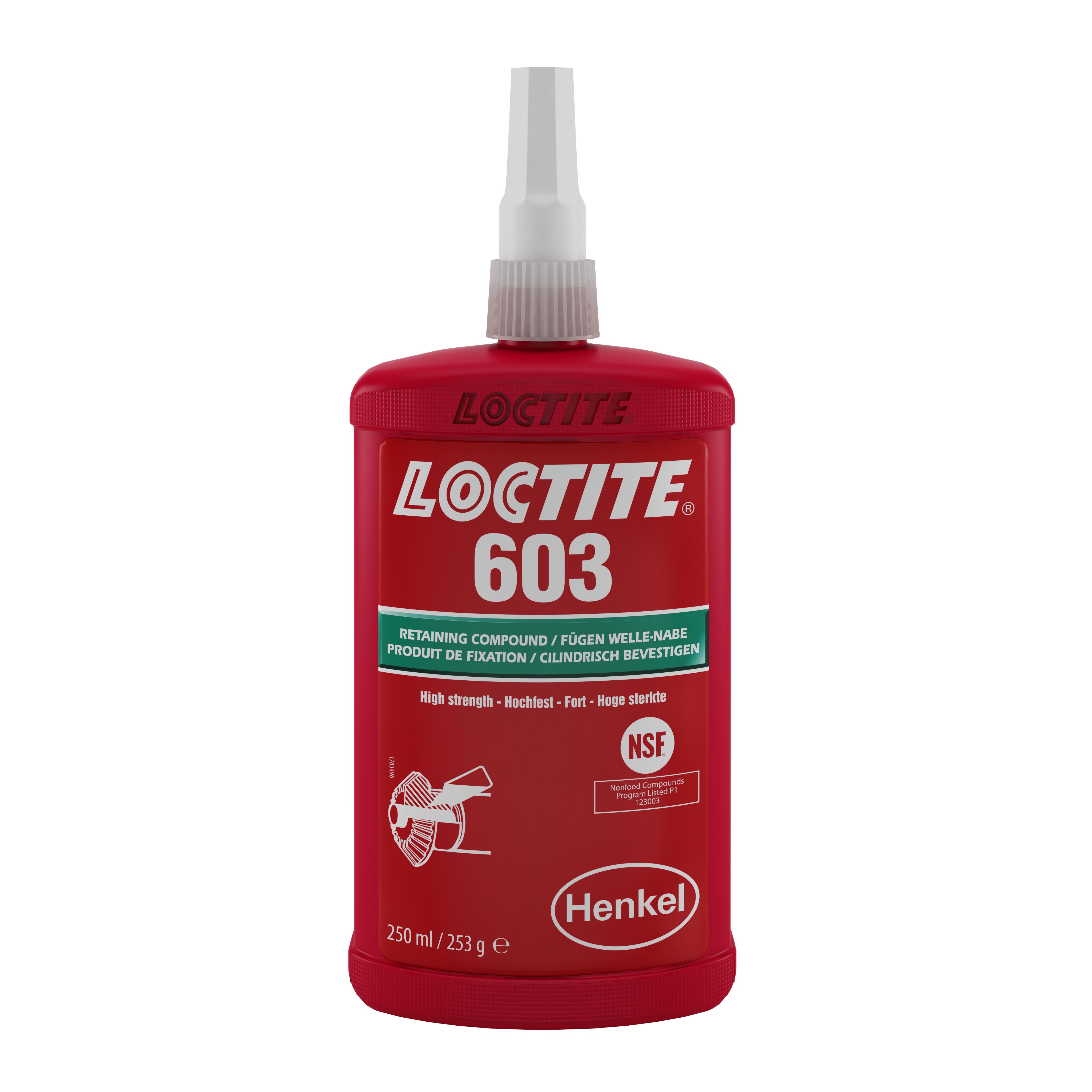 Loctite Green 603 High Strength, Retaining Compound Urethane Methacrylate Liquid Bottle 250 ml, 150 °C, 0 °C