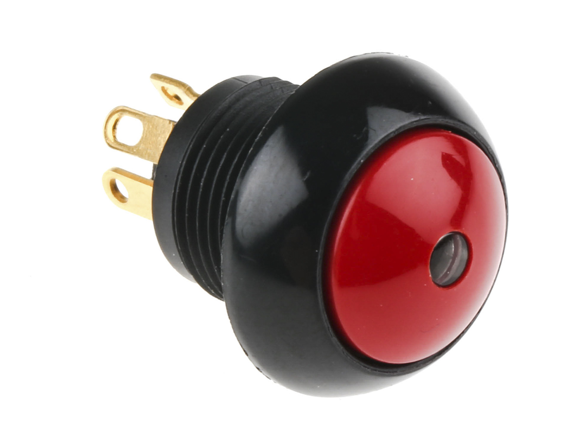 Otto P9 Series Illuminated Push Button Switch, Momentary, Panel, 20 mm Cutout, SPDT, Red LED, IP68S, 28 V dc 115 V ac