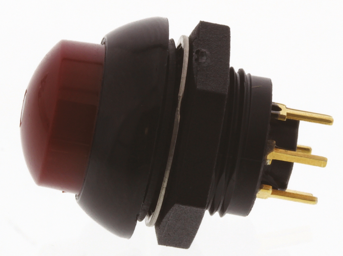 lp9-21231f21 Otto P9 Series Illuminated Push Button Switch, Momentary, Panel, SPDT, Red LED, IP68S, 28 V dc 115 V ac