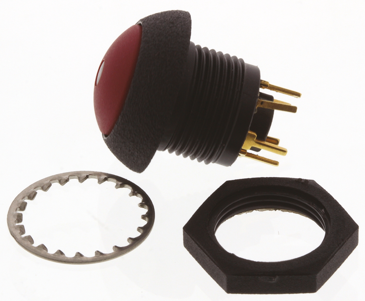 lp9-31231f21 Otto P9 Series Illuminated Push Button Switch, Momentary, Panel, SPDT, Red LED, IP68S, 28 V dc 115 V ac