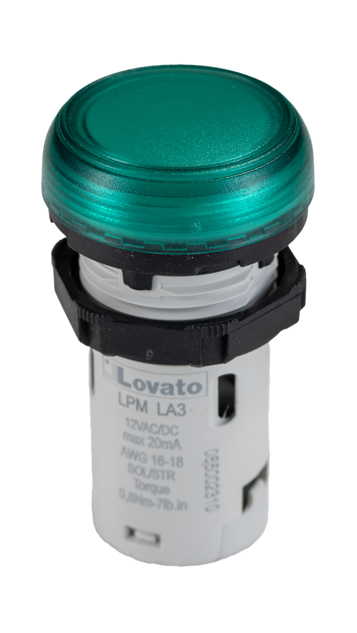 Lovato, LPML, Panel Mount Green LED Pilot Light, 22 mm Cutout, IP66, IP69K, IP67, Round, 12V