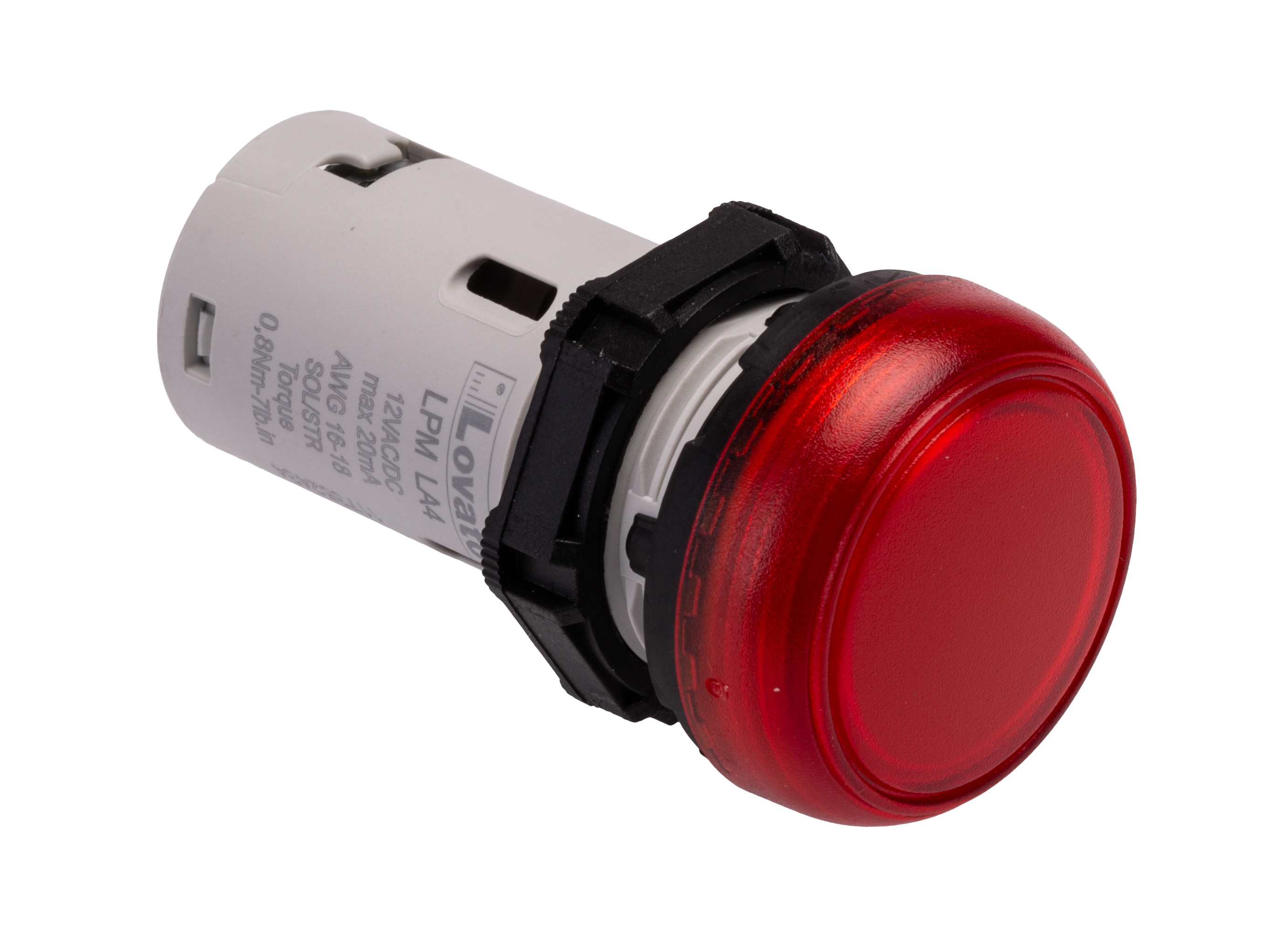 lpmla4 Lovato, LPML, Panel Mount Red LED Pilot Light, 22 mm Cutout, IP67, IP69K, IP66, Round, 12V