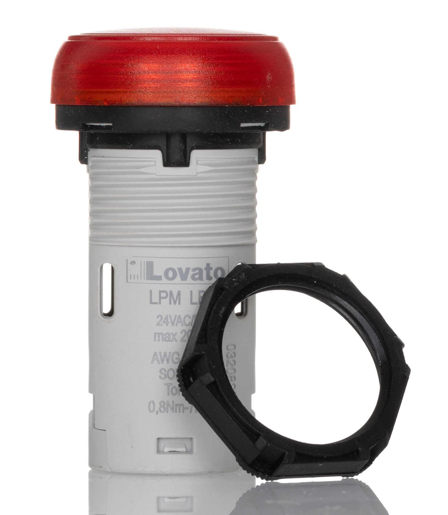 Lovato, LPML, Panel Mount Red LED Pilot Light, 22 mm Cutout, IP69K, IP66, IP67, Round, 24V