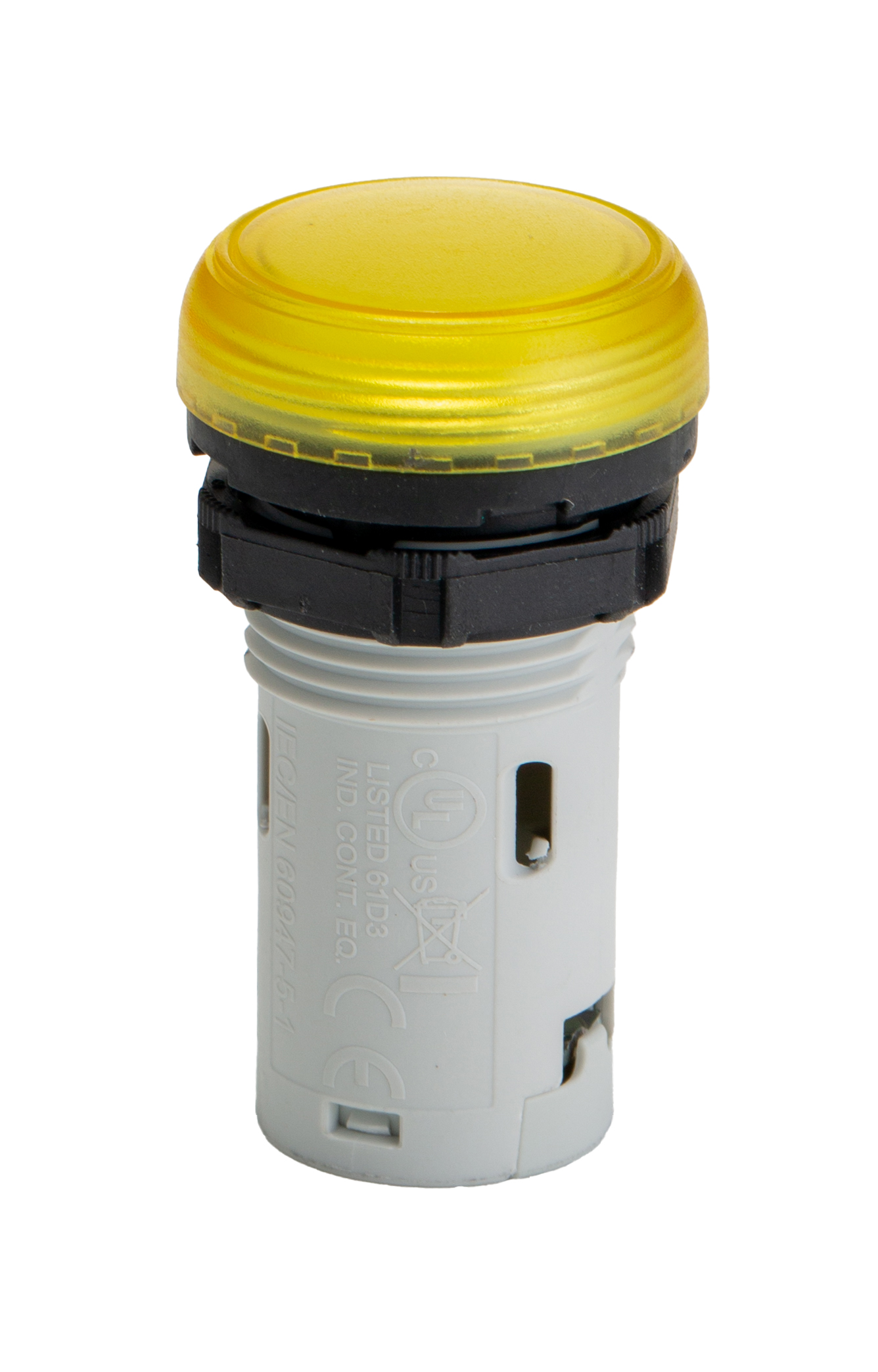 Lovato, LPML, Panel Mount Yellow LED Pilot Light, 22 mm Cutout, IP69K, IP66, IP67, Round, 48V