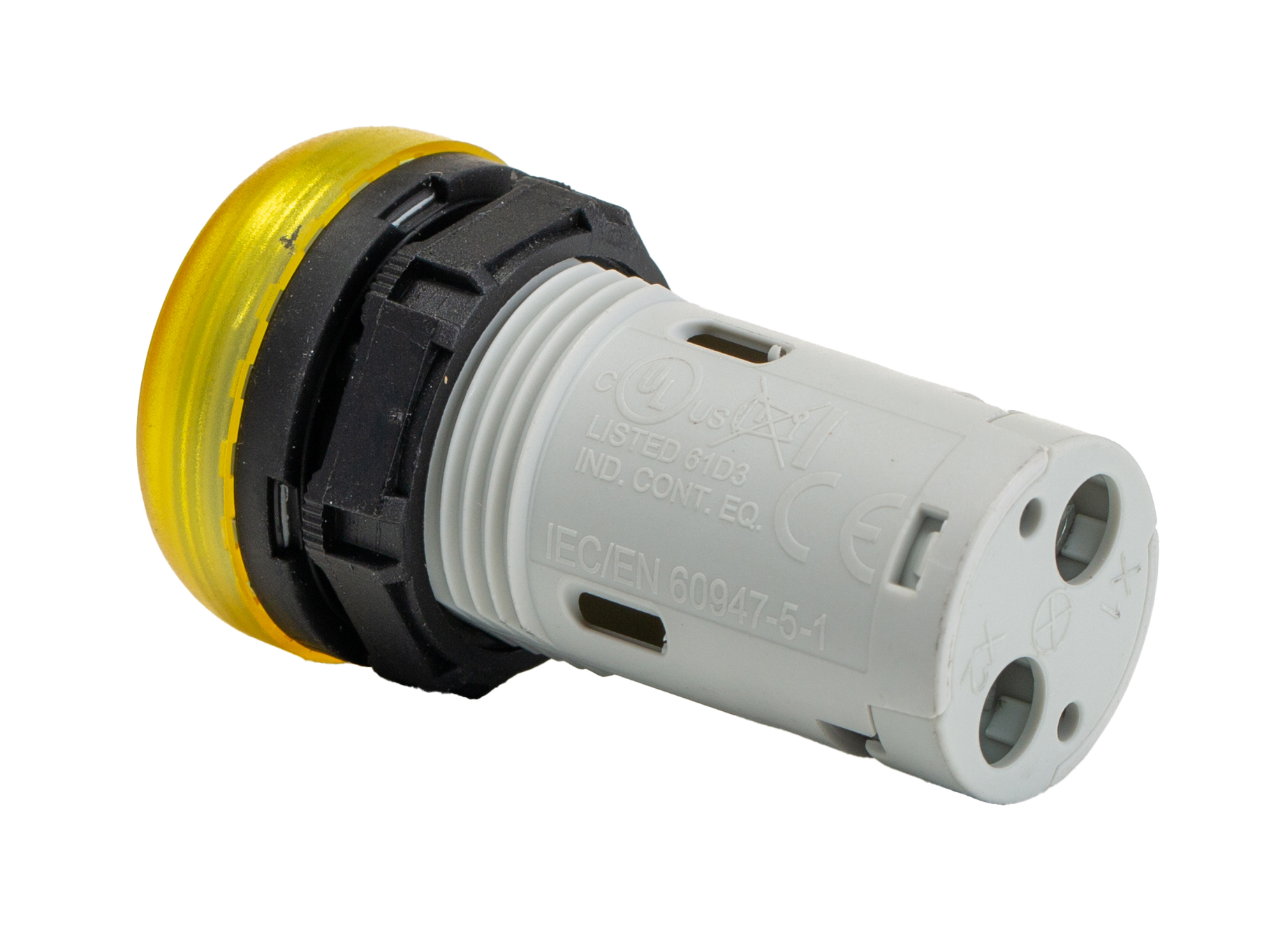lpmld5 Lovato, LPML, Panel Mount Yellow LED Pilot Light, 22 mm Cutout, IP69K, IP66, IP67, Round, 48V