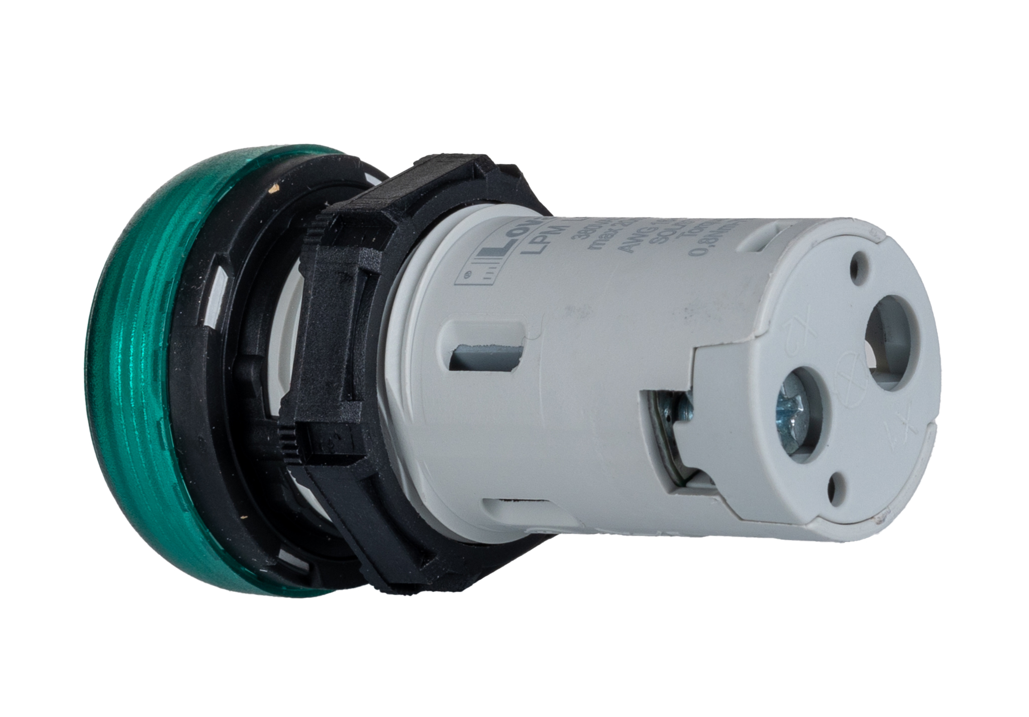lpmlp3 Lovato, LPML, Panel Mount Green LED Pilot Light, 22 mm Cutout, IP67, IP66, IP69K, Round, 380V, 415 V