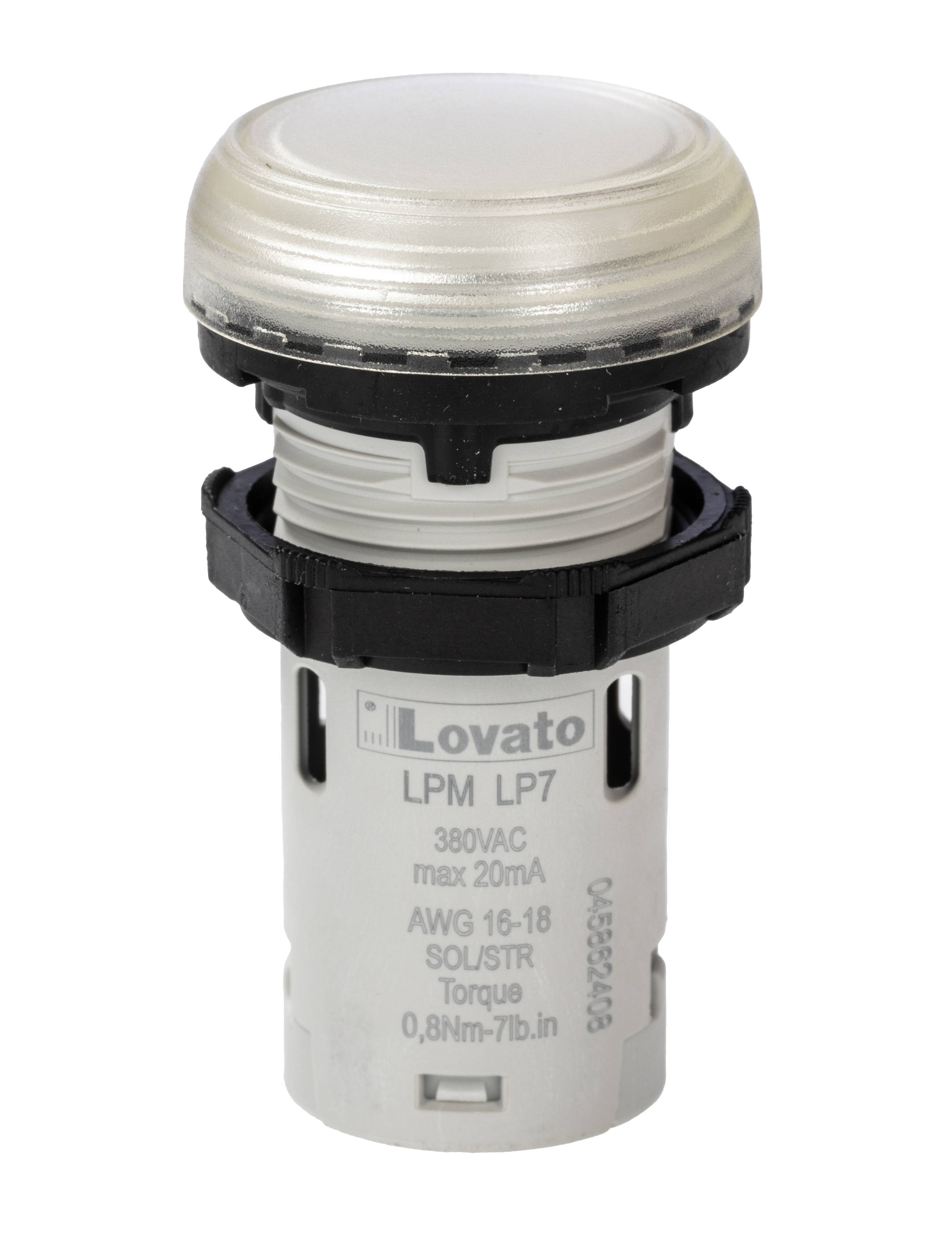 Lovato, LPML, Panel Mount Clear LED Pilot Light, 22 mm Cutout, IP69K, IP67, IP66, Round, 380V, 415 V