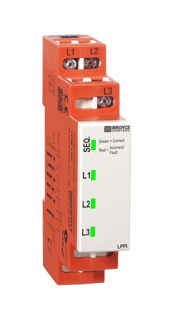 Broyce Control Monitoring Relay, 3 Phase, 320/490 V ac Monitor Range, LPPI, DIN Rail, 320V ac, 490 V ac