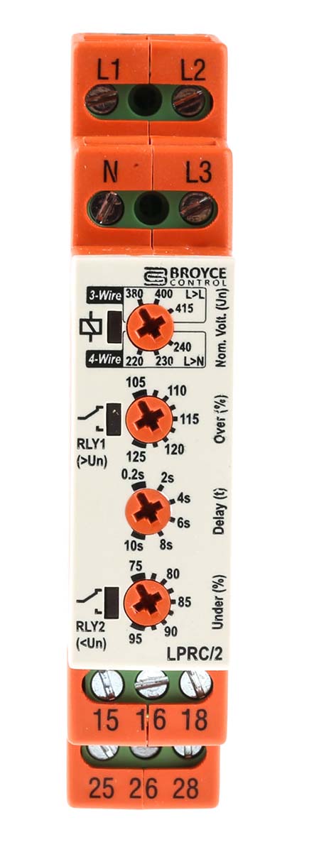 Broyce Control Monitoring Relay, 3 Phase, SPDT, DIN Rail, 243V ac, 540 V ac