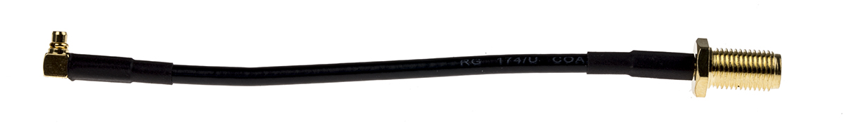 LPRS LPRS-MMCX Series Coaxial Cable Male Right Angle to Female Straight, 100 mm 50 Ω