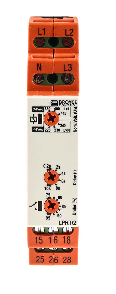 Broyce Control Monitoring Relay, 3 Phase, 0 V ac Monitor Range, DPDT, DIN Rail, 243V ac, 540 V ac