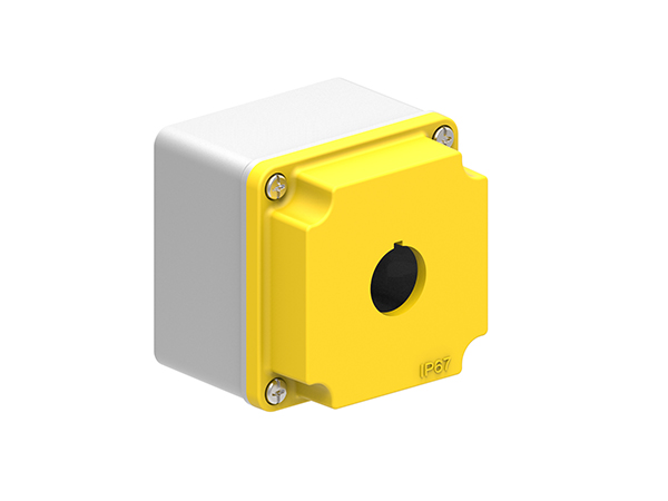 Lovato Yellow Aluminium LPZM Empty Control Station - 1 Hole 22.5 mm Diameter