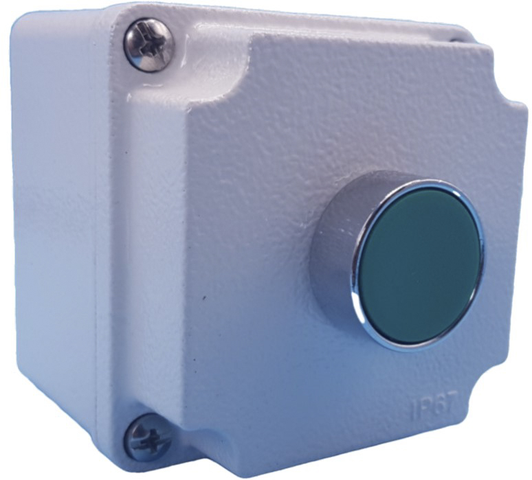 Lovato Push Button Control Station - NO, Aluminium, 1 Cutouts, Green, IP67, IP66