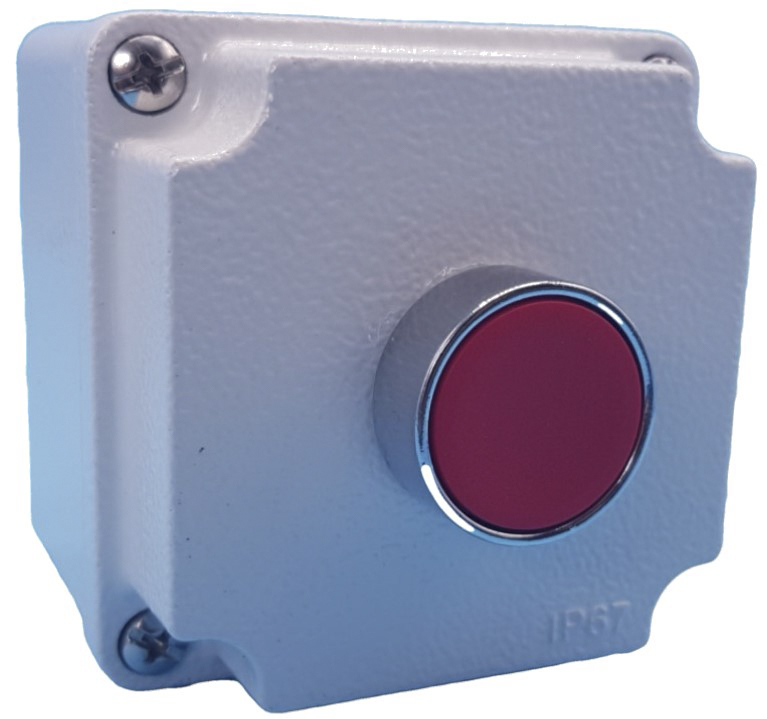 Lovato Push Button Control Station - NC, Aluminium, 1 Cutouts, Red, IP66, IP67