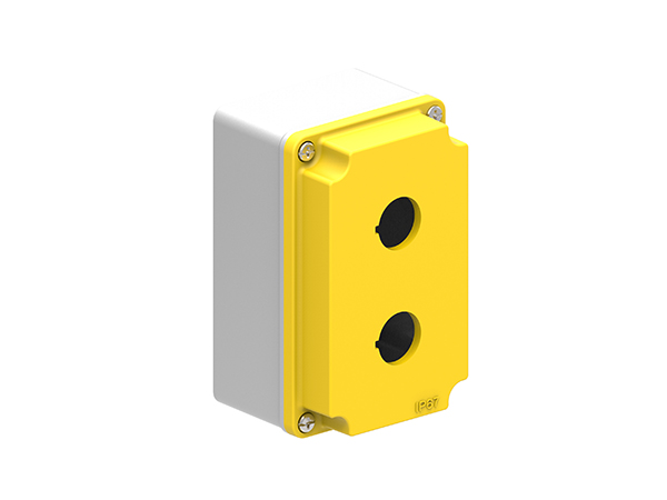 Lovato Yellow Plastic LPZM Empty Control Station - 2 Hole 22.5 mm Diameter