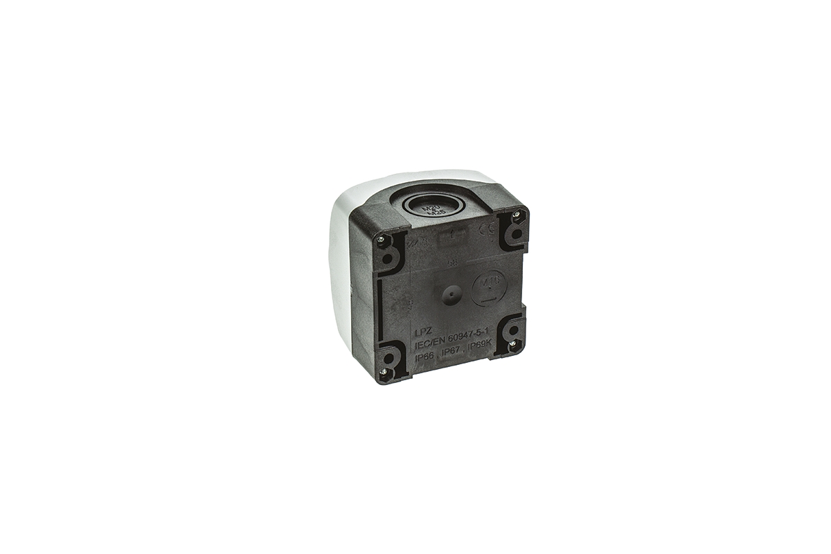 lpzp1a8 Lovato Grey Plastic Platinum Push Button Enclosure - 1 Hole 22 mm Diameter
