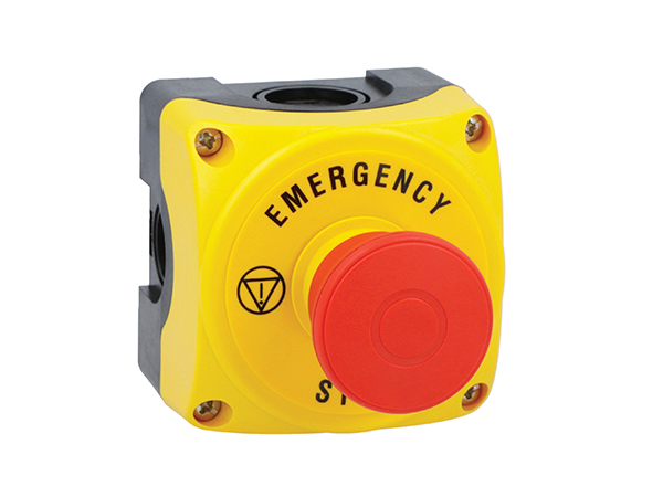 Lovato Pull to Release Control Station Switch, Polycarbonate, Yellow, Emergency Stop, IP66, IP67, IP69K
